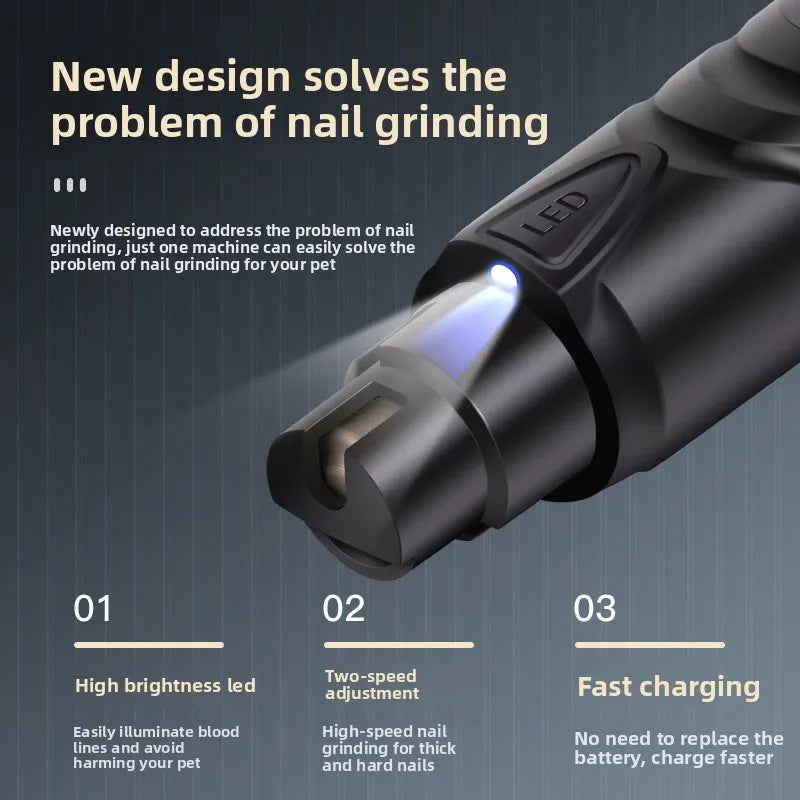 Painless Pet Nail Grinder — Quiet, Rechargeable & LED-Lit