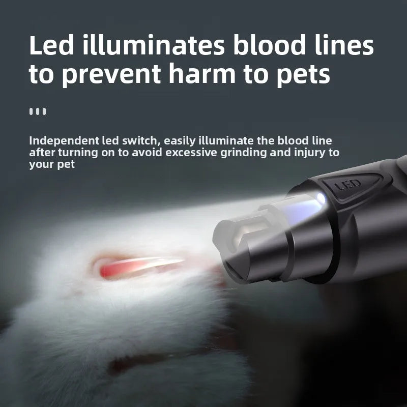 Painless Pet Nail Grinder — Quiet, Rechargeable & LED-Lit