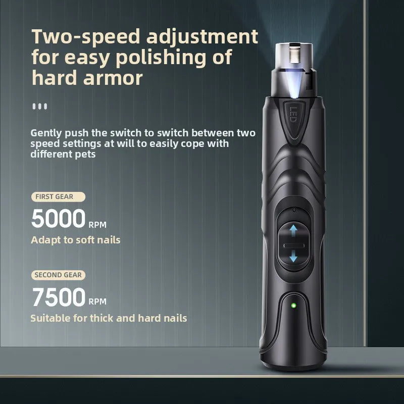 Painless Pet Nail Grinder — Quiet, Rechargeable & LED-Lit