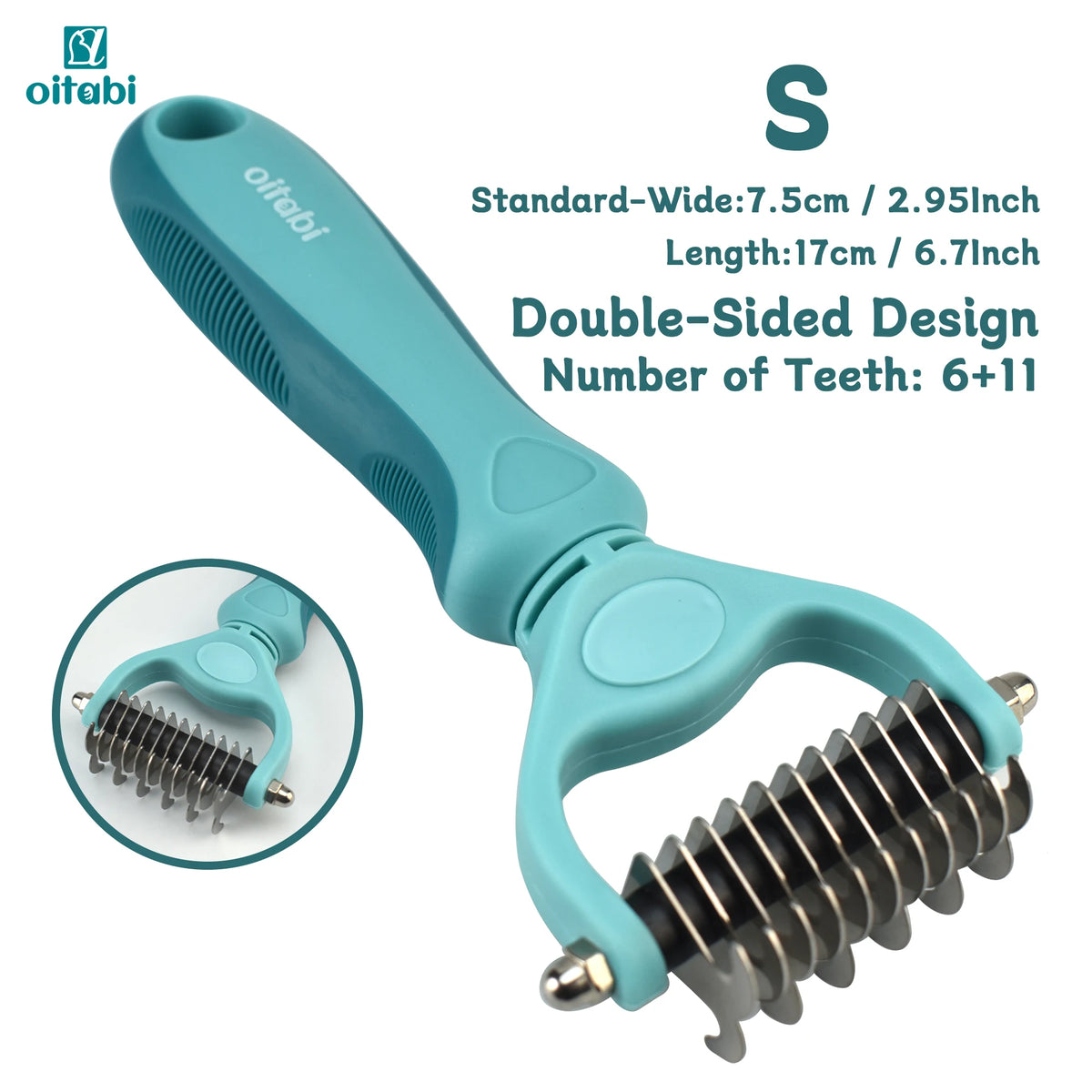 Double-Sided Deshedding Brush — Undercoat Rake for Dogs & Cats
