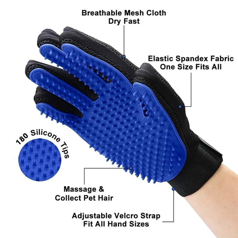 Silicone Pet Grooming & Bathing Glove — Deshedding Made Easy