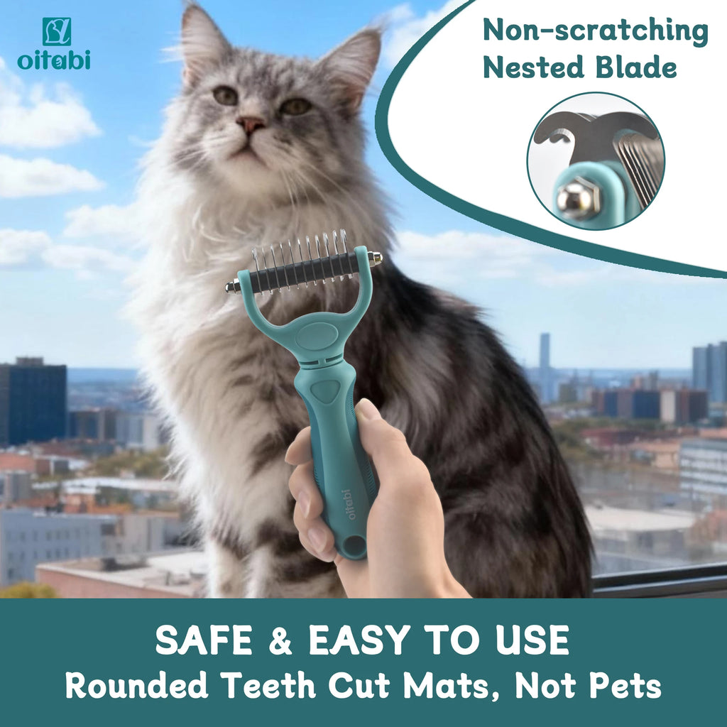 Double-Sided Deshedding Brush — Undercoat Rake for Dogs & Cats