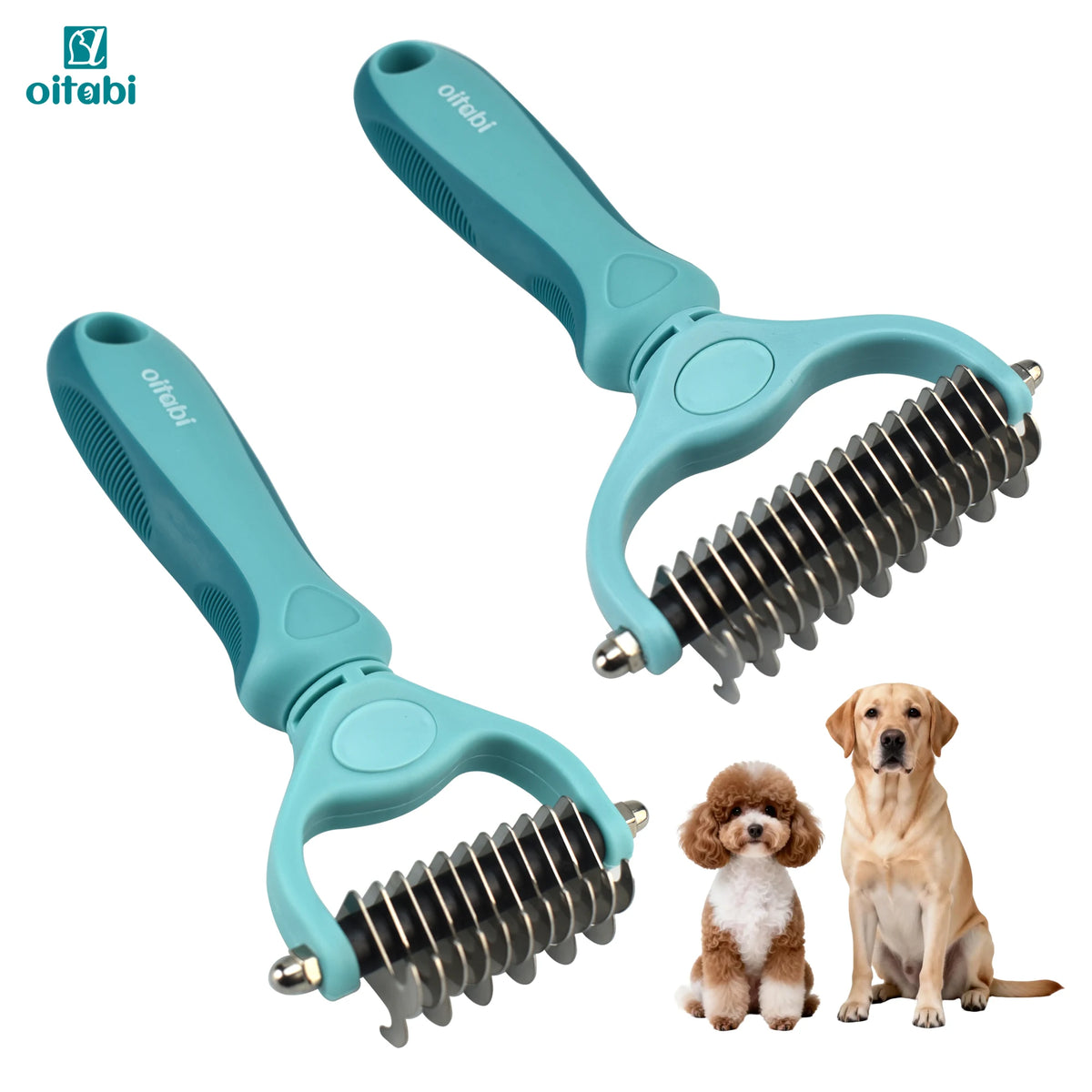 Double-Sided Deshedding Brush — Undercoat Rake for Dogs & Cats