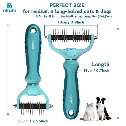 Double-Sided Deshedding Brush — Undercoat Rake for Dogs & Cats